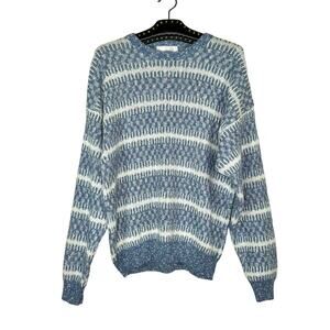 VTG Y2K Jed Blue White Stripe Grandpa Sweater Large